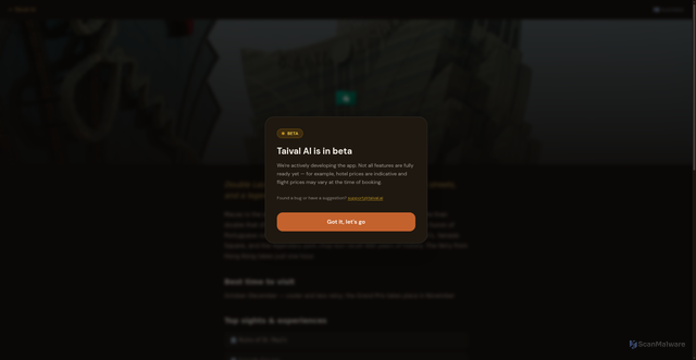 Security scan screenshot of https://taival.ai/destination/macao