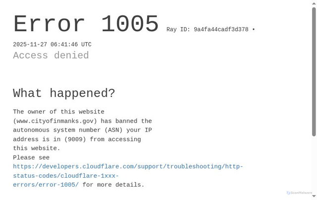 Security scan screenshot of https://www.cityofinmanks.gov/