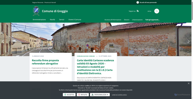 Security scan screenshot of https://www.comune.greggio.vc.it