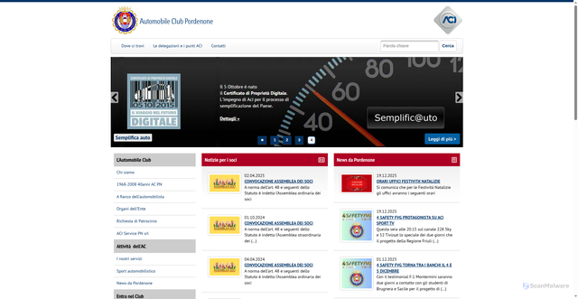 Security scan screenshot of https://pordenone.aci.it/