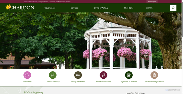 Security scan screenshot of https://cityofchardon.gov/