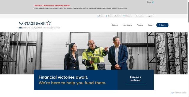 Security scan screenshot of https://www.vantage.bank/
