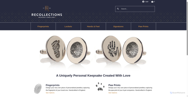 Security scan screenshot of https://recollectionsjewellery.co.uk