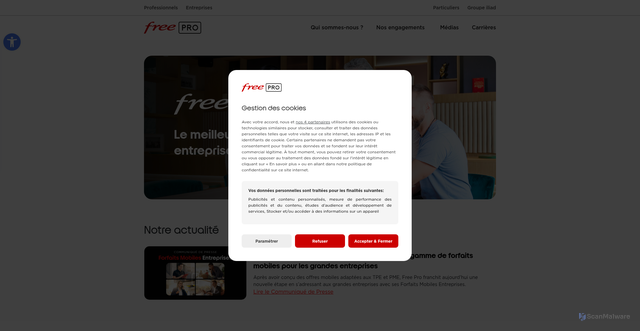 Security scan screenshot of https://freepro.com