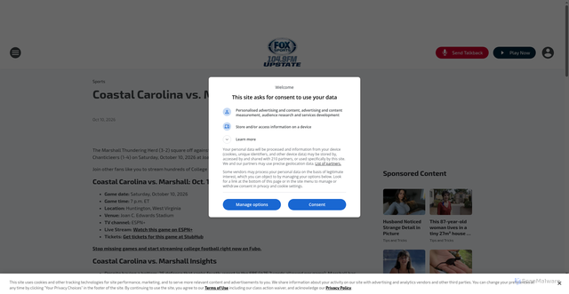 Security scan screenshot of https://1049foxsports.iheart.com/content/2026-10-10-coastal-carolina-vs-marshall-oct-10-tv-stream/