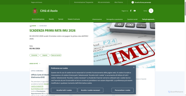 Security scan screenshot of https://www.comune.asolo.tv.it