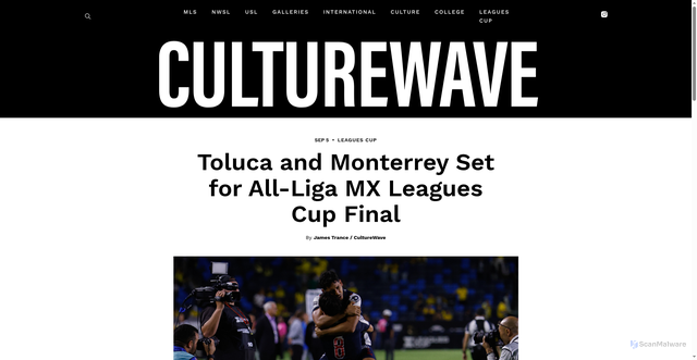 Security scan screenshot of https://culturewavemedia.com/news/toluca-and-monterrey-set-for-all-liga-mx-leagues-cup-final