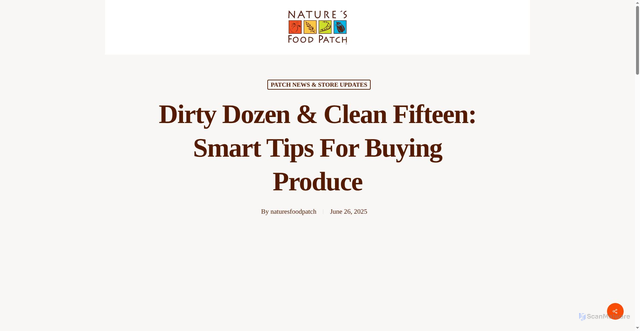 Security scan screenshot of https://naturesfoodpatch.com/dirtydozenandcleanfifteen/