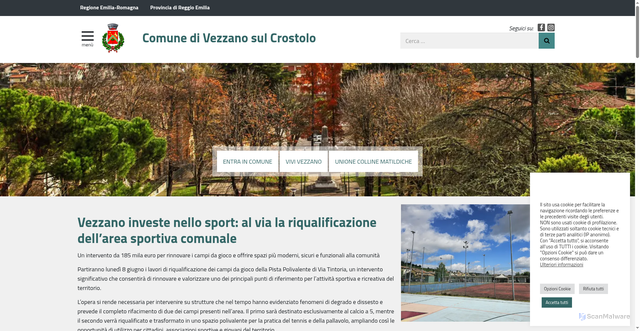 Security scan screenshot of https://www.comune.vezzano-sul-crostolo.re.it