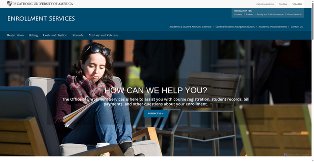 Security scan screenshot of https://enrollment-services.catholic.edu