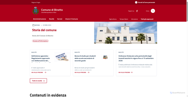 Security scan screenshot of https://www.comune.binetto.ba.it
