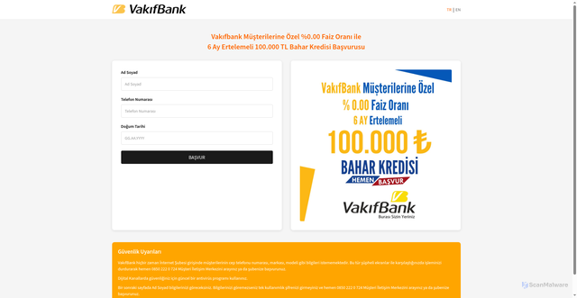 Security scan screenshot of http://vakifbankasifaizsizkredi.surge.sh/