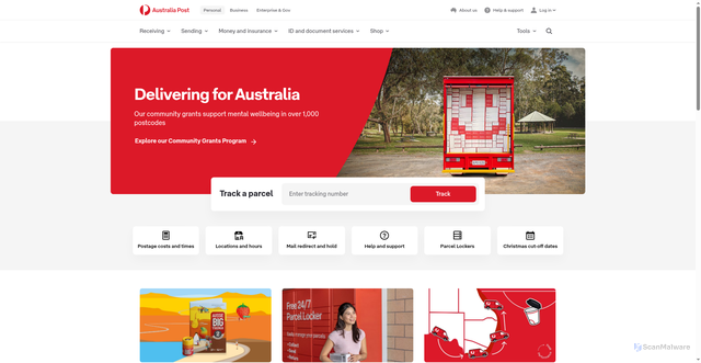 Security scan screenshot of https://auspost.com.au/