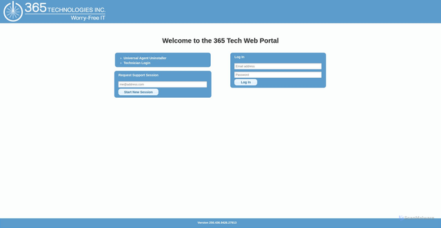 Security scan screenshot of https://365tech.hostedrmm.com