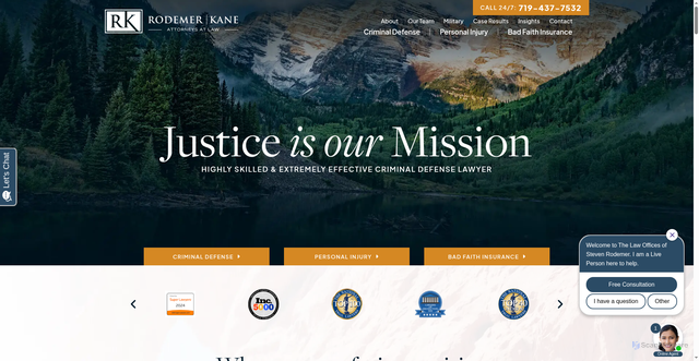 Security scan screenshot of https://coloradospringscriminaldefense.net/