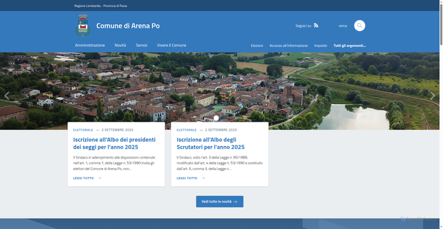 Security scan screenshot of https://www.comune.arenapo.pv.it/it-it/home