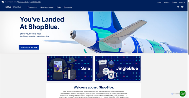 Security scan screenshot of https://shopjetblue.com/