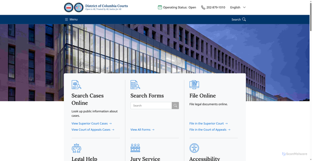 Security scan screenshot of https://www.dccourts.gov/
