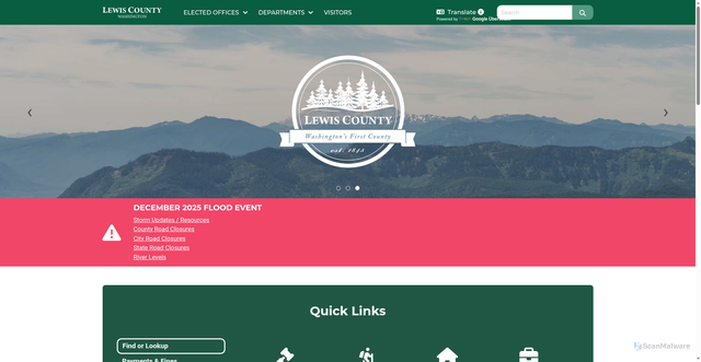 Security scan screenshot of https://lewiscountywa.gov/