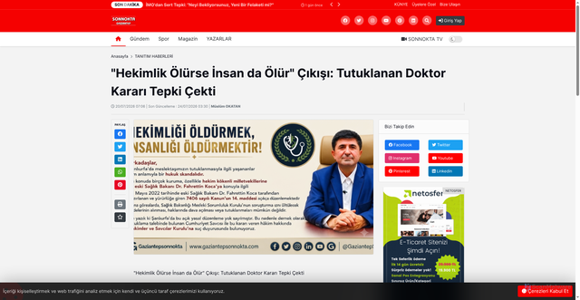 Security scan screenshot of https://gaziantepsonnokta.com/post/hekimlik-oeluerse-insan-da-oeluer-cikisi-tutuklanan-doktor-karari-tepki-cekti