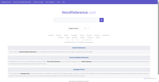 Security scan screenshot of https://esca.wordreference.com