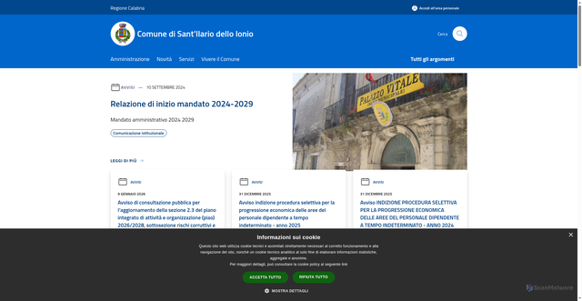 Security scan screenshot of https://comune.santilariodelloionio.rc.it/it