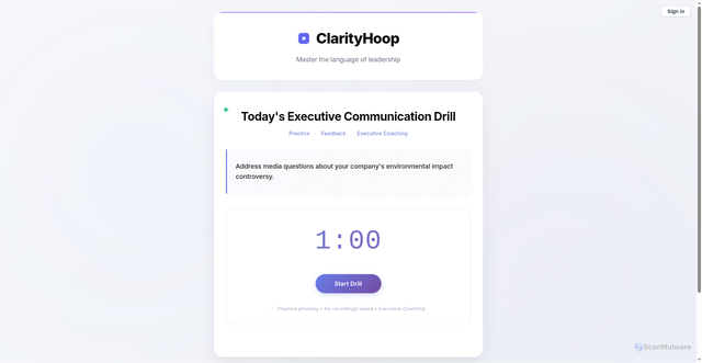Security scan screenshot of https://clarityhoop.pages.dev/dashboard.html