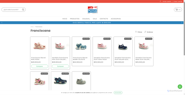 Security scan screenshot of https://patitasonline.com.ar/franciscana/
