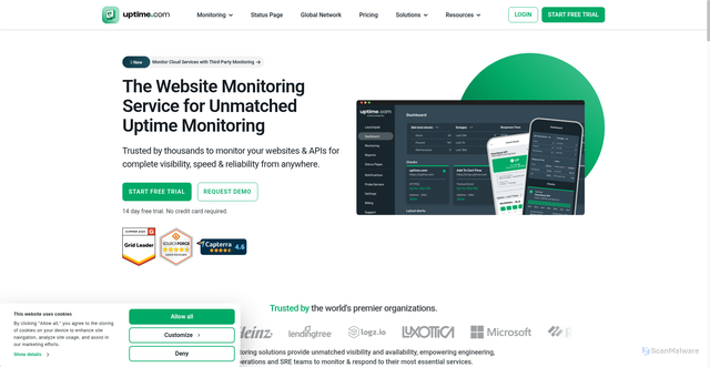 Security scan screenshot of https://rum.uptime.com/
