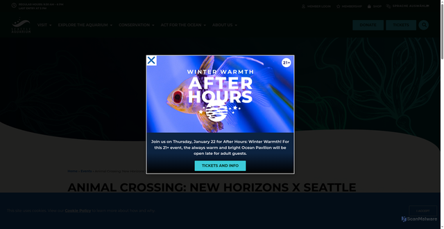 Security scan screenshot of https://www.seattleaquarium.org/events/animal-crossing-x-seattle-aquarium/