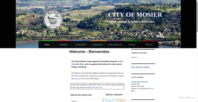Security scan screenshot of https://cityofmosier.gov/