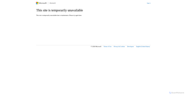 Security scan screenshot of https://account.msauth.live/