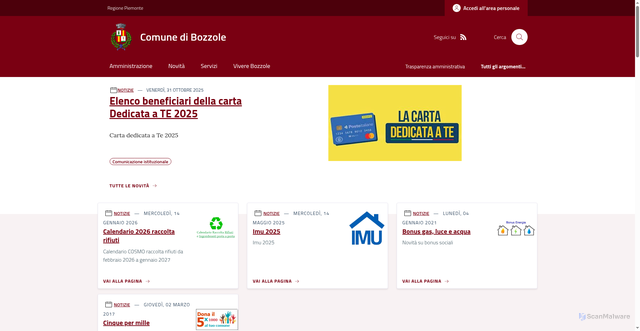 Security scan screenshot of https://www.comune.bozzole.al.it:443/