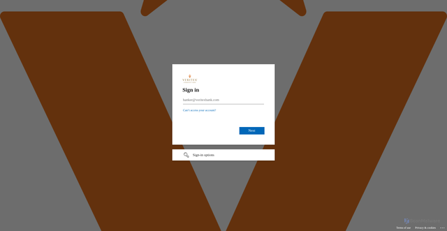 Security scan screenshot of https://veritexbank.sharepoint.com