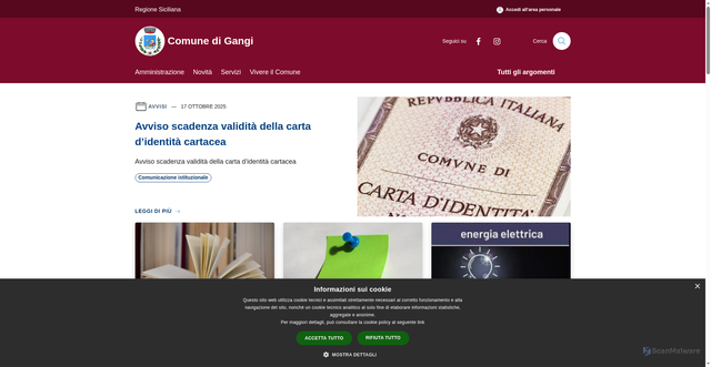 Security scan screenshot of https://www.comune.gangi.pa.it/it