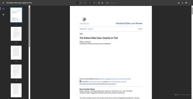 Security scan screenshot of https://engagedscholarship.csuohio.edu/cgi/viewcontent.cgi?article=1174&context=clevstlrev
