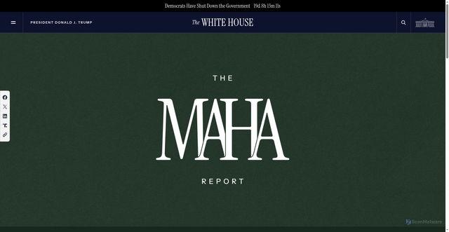 Security scan screenshot of https://www.whitehouse.gov/maha/