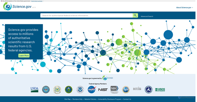 Security scan screenshot of https://www.science.gov/