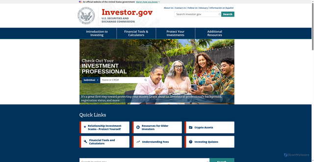 Security scan screenshot of https://www.investor.gov/