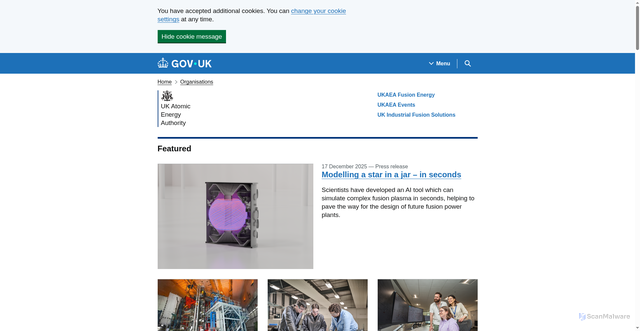 Security scan screenshot of https://www.gov.uk/government/organisations/uk-atomic-energy-authority