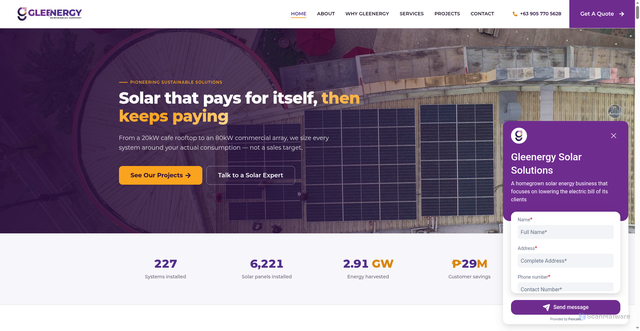 Security scan screenshot of https://gleenergysolarsolutions.com/