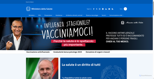 Security scan screenshot of https://www.salute.gov.it/new/