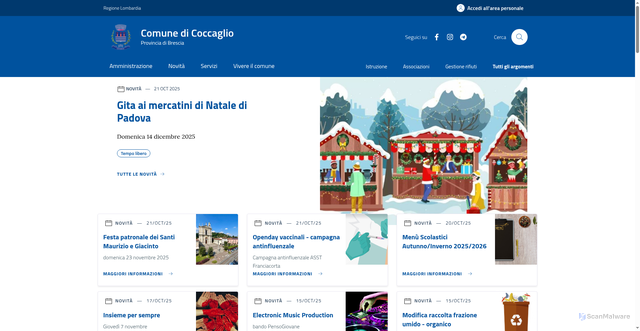 Security scan screenshot of https://www.comune.coccaglio.bs.it/home/index.html
