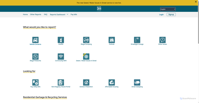 Security scan screenshot of https://311.sanjoseca.gov/