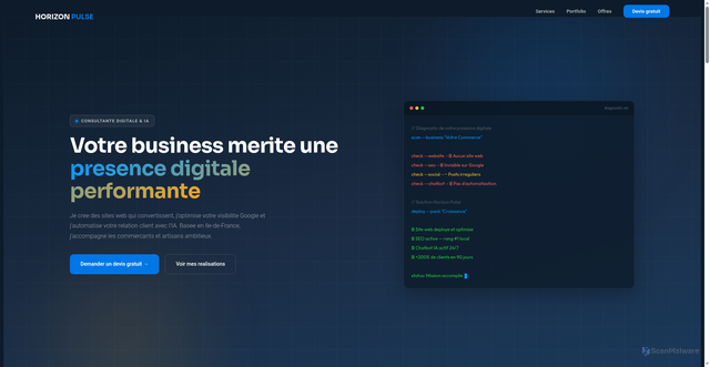 Security scan screenshot of http://horizonpulse.fr/