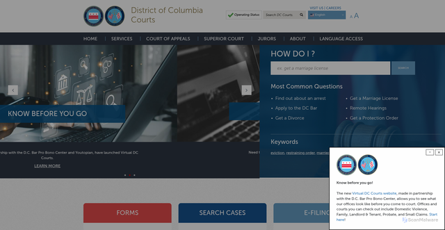 Security scan screenshot of https://www.dccourts.gov/