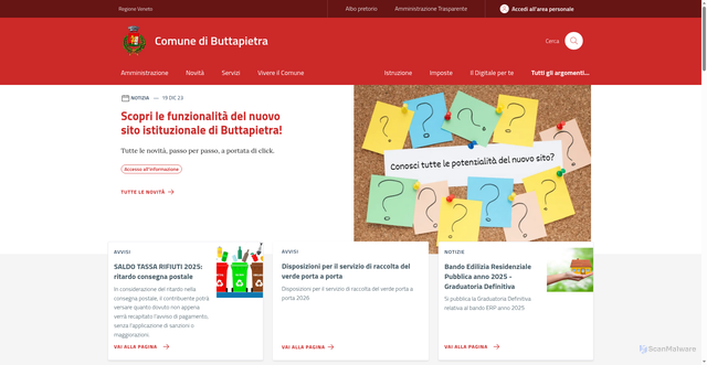 Security scan screenshot of https://www.comune.buttapietra.vr.it/