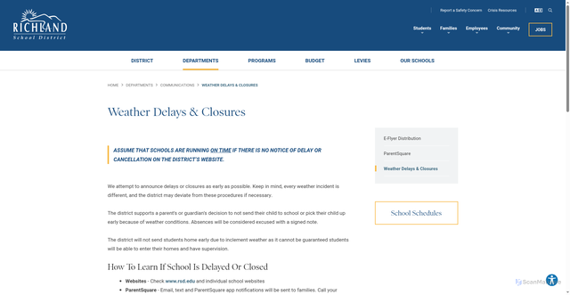 Security scan screenshot of https://www.rsd.edu/departments/communications/weather