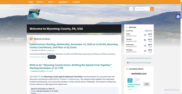 Security scan screenshot of https://wyomingcountypa.gov/