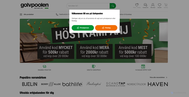 Security scan screenshot of https://golvpoolen.se